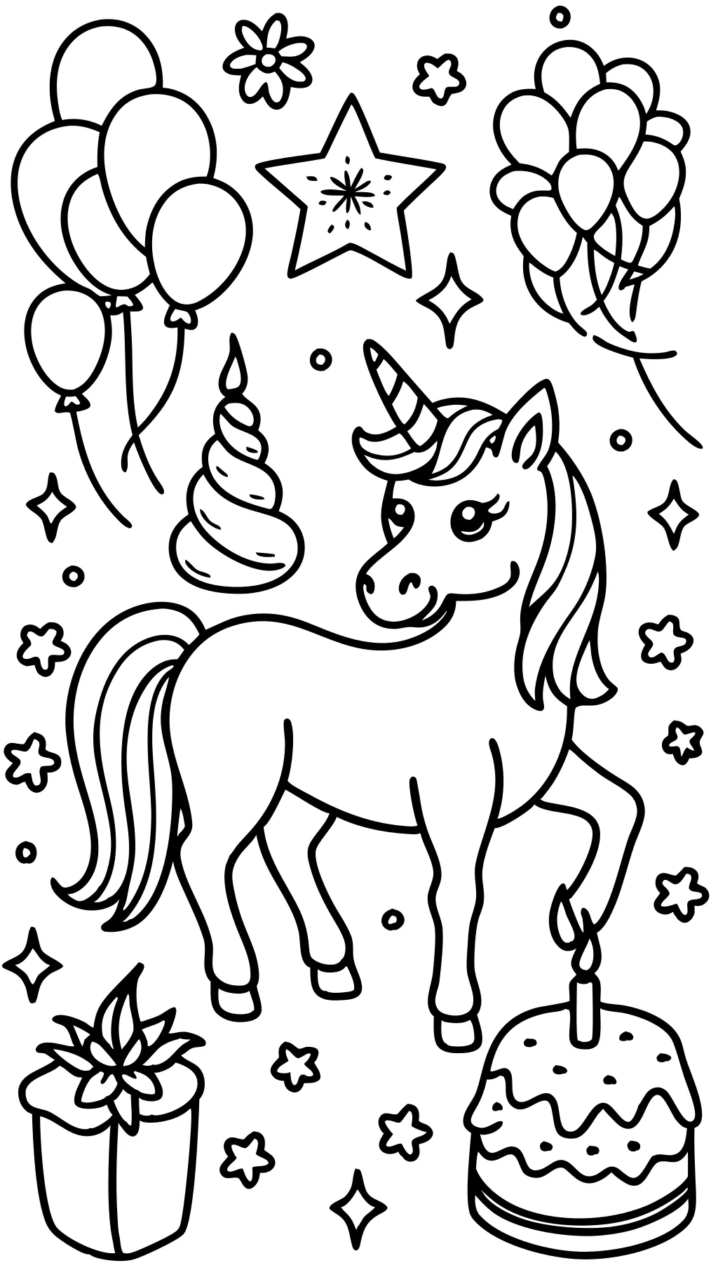 páginas para colorear de cumpleaños de unicornio